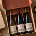 Coffret vin roussillon avec rouges et vin doux naturel, vue de dessus