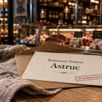 astruc perpignan restaurant traiteur : enveloppe kraft et adresse