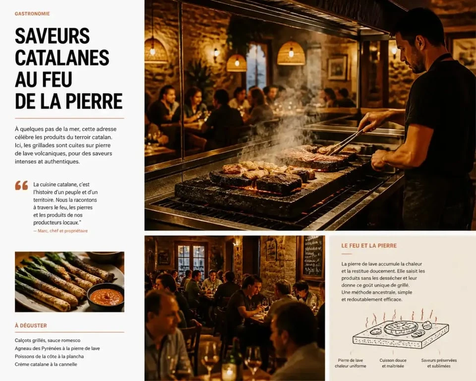 Restaurant La Fourrière à Perpignan, grillades au feu de bois et cuisson à la pierre de lave