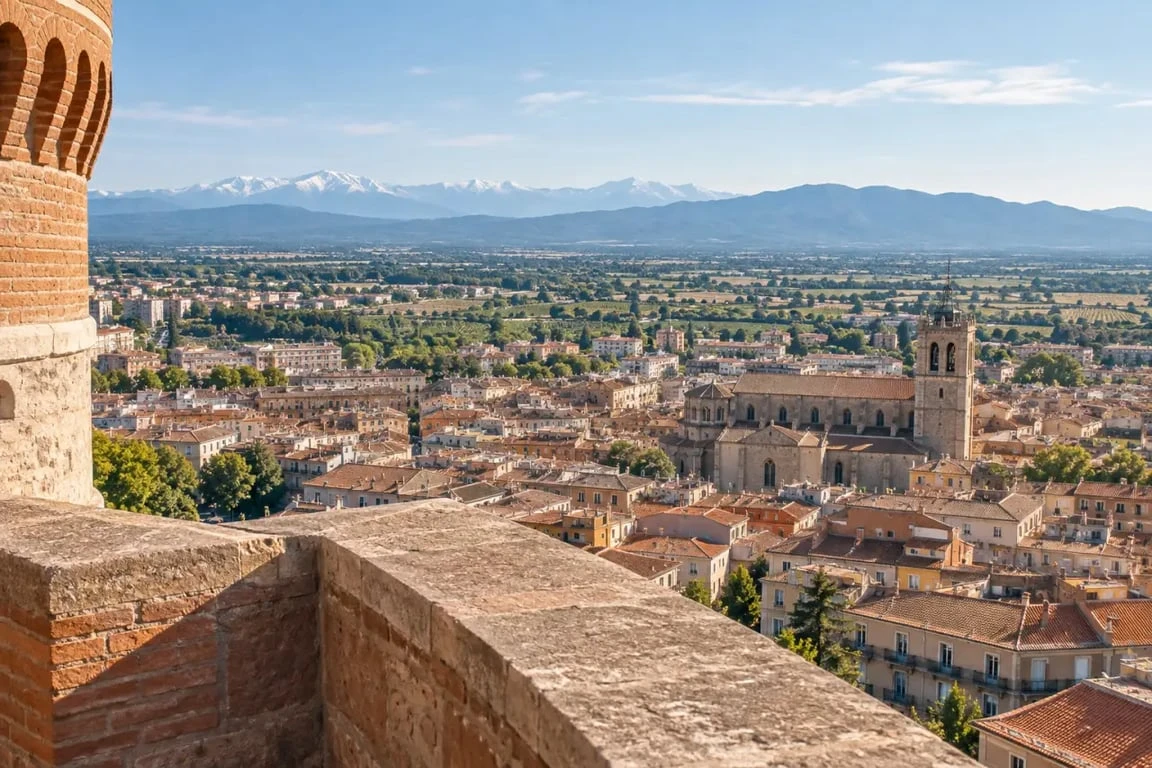 Vue panoramique à 360 degrés après avoir visité le Castillet de Perpignan