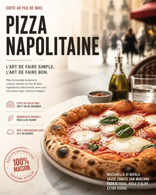 Pizza cuite au feu de bois au restaurant Napoli Perpignan