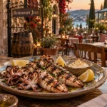Restaurant Jean Perpignan : calamars grillés et aïoli sous serre